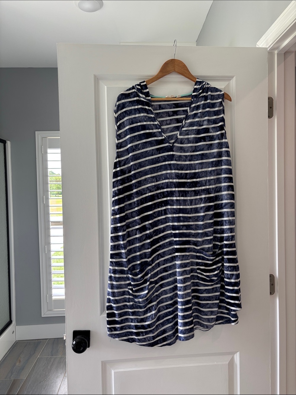 Striped Navy & White Hooded Swim Cover-Up